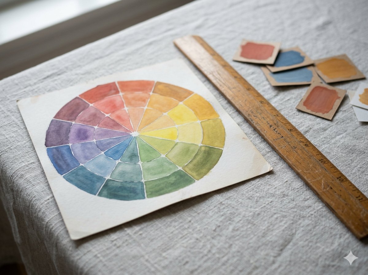 Círculo cromático completo con los 12 colores: primarios, secundarios y terciarios