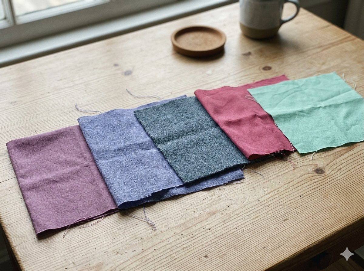 Paleta colorimétrica verano frío con malvas, azules lavanda, gris pizarra y rosas frambuesa