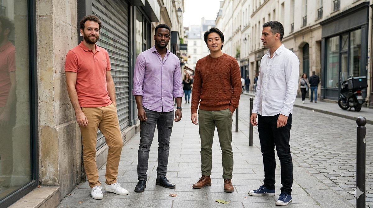 Outfits casuales masculinos adaptados a las cuatro estaciones colorimétricas con chino y camisa